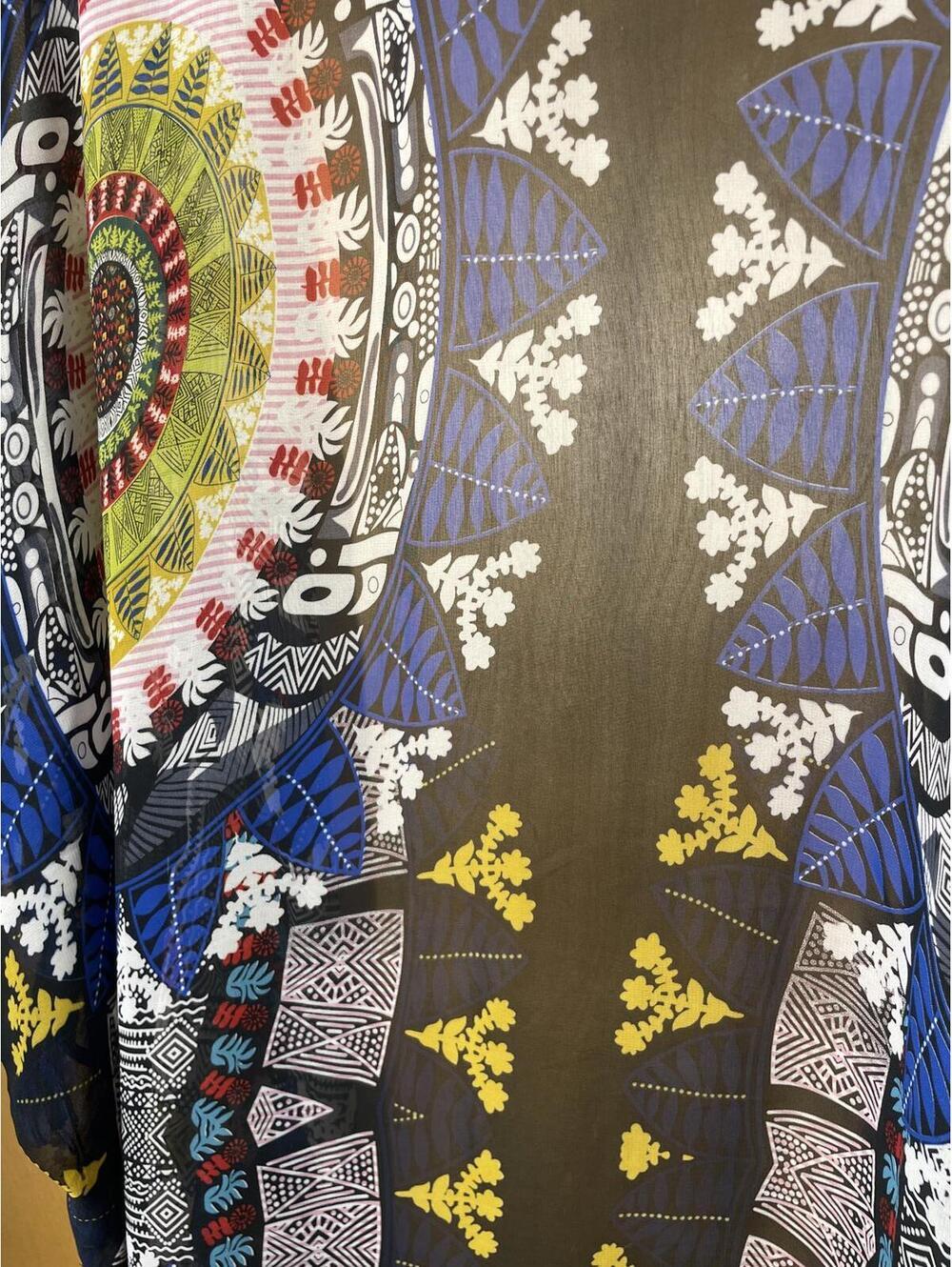 Kimono Robe Midi Women's Size OS Black Blue Fringe Boho Festival - Picture 6 of 7